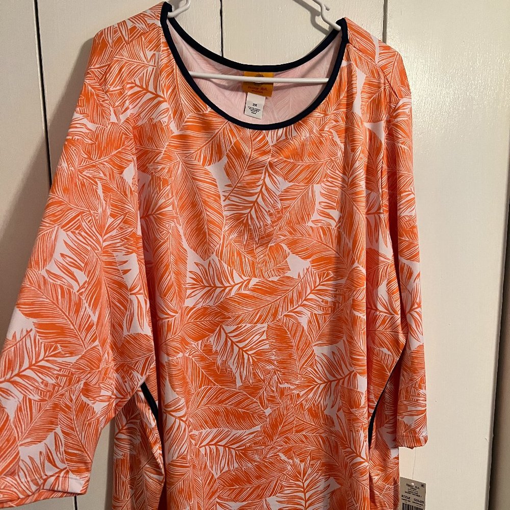 Ruby Rd. Orange and Navy Top, 3X NWT